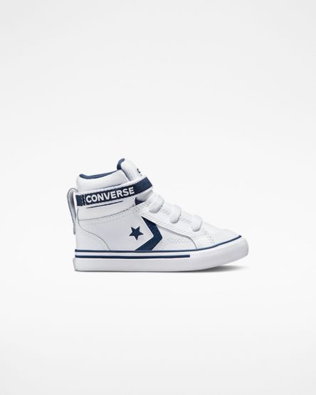 Tenis Converse Pro Blaze Alças Easy-On Varsity Club Cano Alto Menino Branco Azul Marinho Branco | PT I0P9870